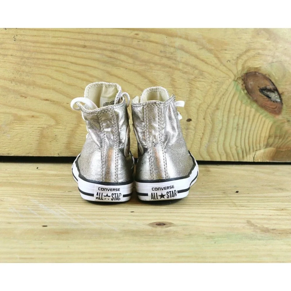 Converse All Stars Chuck Taylor Metallic Silver Youth Sz 2 Sneakers High Tops